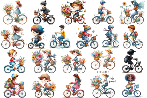 21 Watercolor Riding Bicycle Bundle: A Breath of Fresh Air for Your Projects
