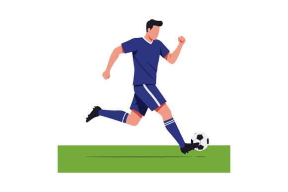 Capturing Motion: A Male Soccer Player Kicking a Ball