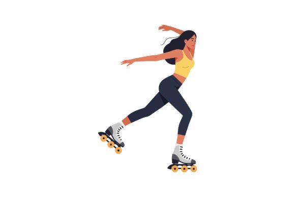 Capturing Movement: Roller Skater in Motion with Flat Design