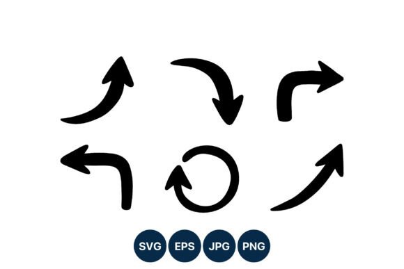 Curved Arrow Vector Icons Black: Dynamic Visual Flow