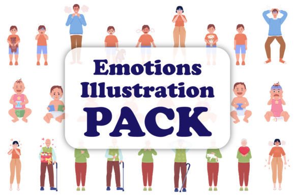 Different Mental States Character Set: Expressive Illustrations for Animation and Design