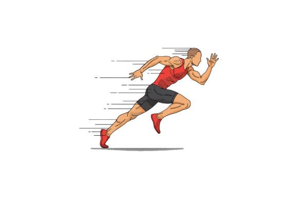 Dynamic Male Sprinter in Motion: A Visual Asset for Impact