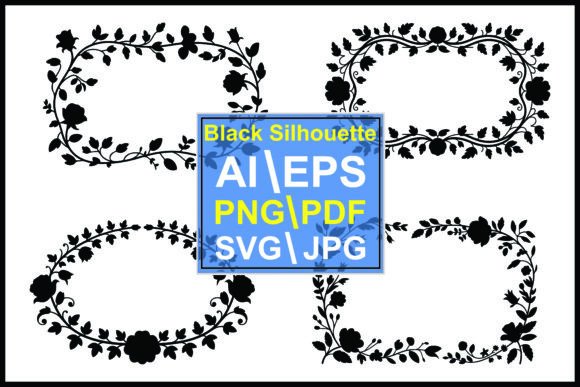 Elegant Black Floral Frame Borders Flowers for Creative Projects