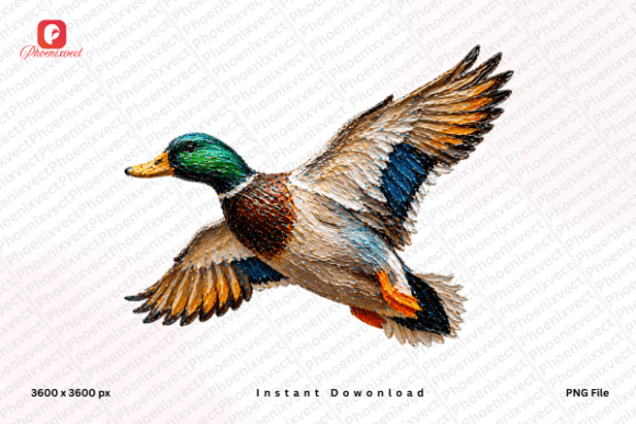 Flying Hunting Mallard Duck PNG: Dynamic Wildlife Art