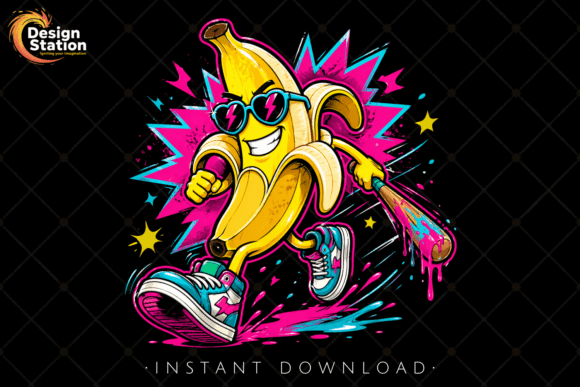 Funny Running Banana PNG Sublimation: Injecting Playful Energy into Modern Design