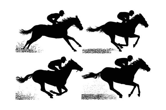 High-quality Racing Horse Silhouette: Dynamic Vector Set