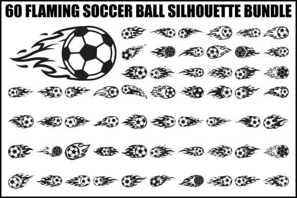 Ignite Your Projects with the Flaming Soccer Ball Silhouette Bundle
