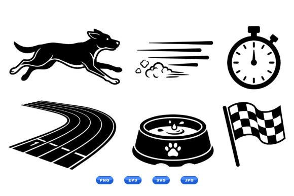 Racing Dog Icon Clipart: Energetic Design Assets for Dynamic Brands