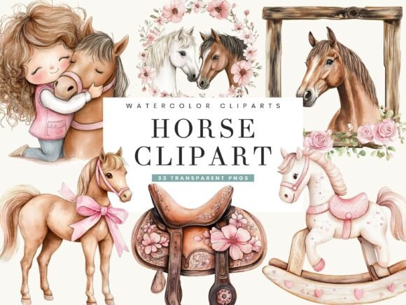 Saddle Up for Creativity: The Watercolor Horse Clipart Bundle