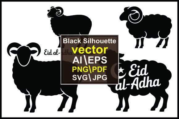 Silhouettes Rams with Eid Al- Adha Text: Design Guide
