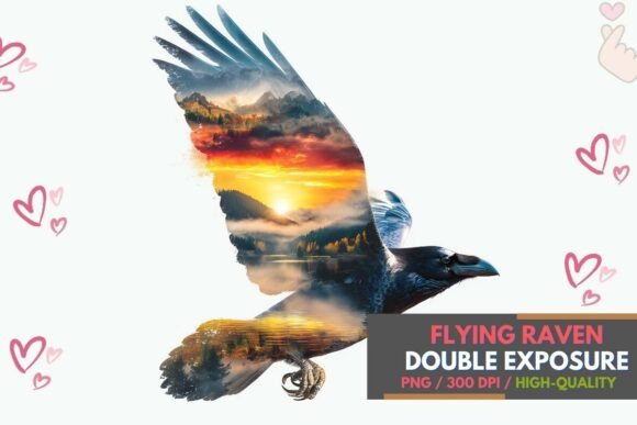 Unlock Dynamic Visuals with Flying Raven Double Exposure Sublimation